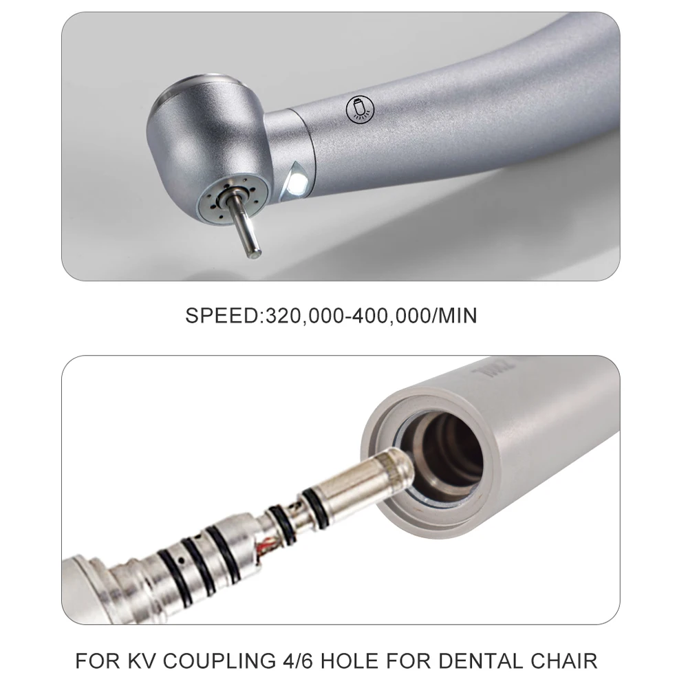 Turbina dental de alta velocidad con luz LED y rodamientos cerámicos, pieza de mano LED dental para acoplamiento rápido Kavo