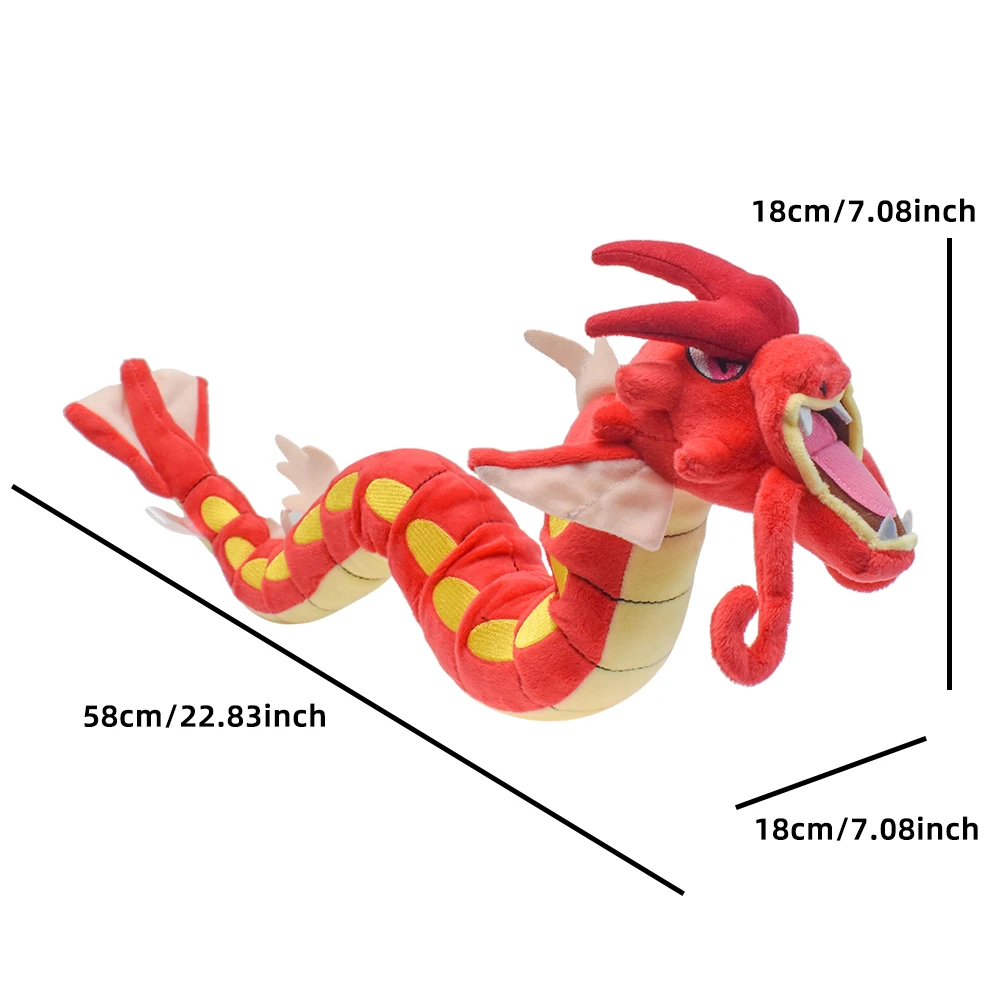 Juguetes de peluche Gyarados brillantes, Animal de peluche, juego Charizard para regalo coleccionable, peluches suaves, personaje de dibujos animados, 23 pulgadas, Rojo