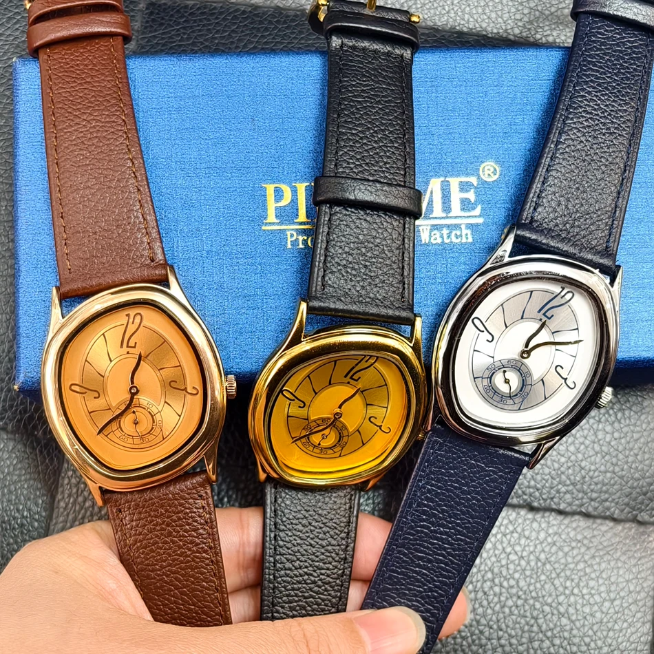 Innovadora Serie de Relojes de Cuarzo con Formas Especiales, Movimiento Importado, Esfera de 32 mm, Correa de Cuero Genuino y Caja de Acero