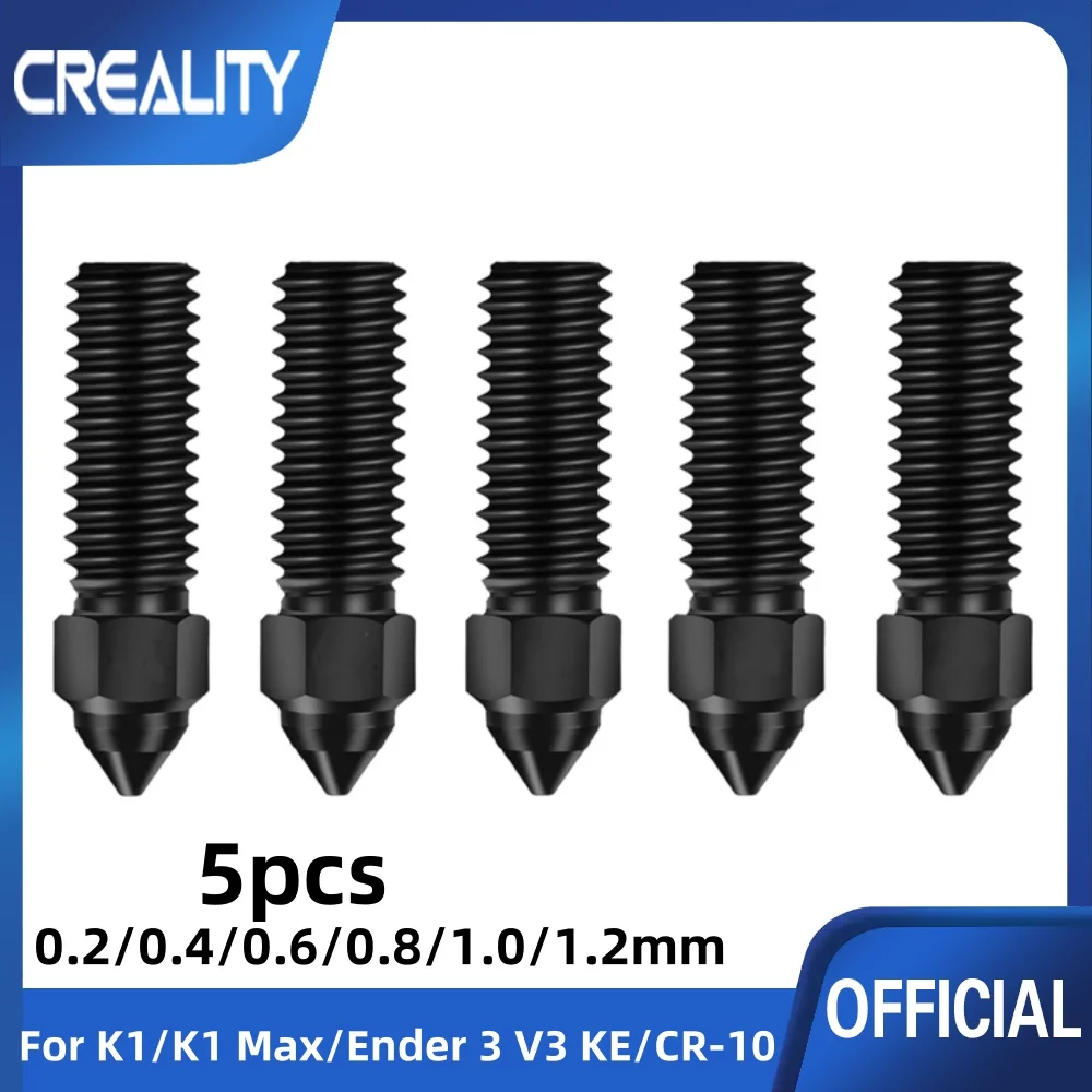 Creality Ender 3 V3 KE boquilla Har Kit de boquillas de acero endurecido 0,2/0,4/0,6/0,8/1,0/1,2mm para piezas de impresora 3D K1 filamento antiadherente