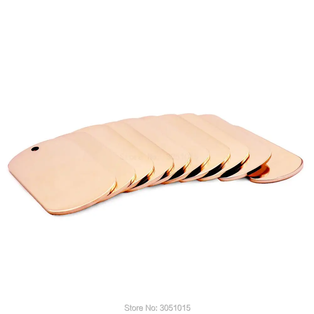 Venta al por mayor de 100 piezas de etiquetas de identificación para mascotas personalizadas de acero inoxidable, estilo militar, con fuente artística y efecto espejo de doble cara.