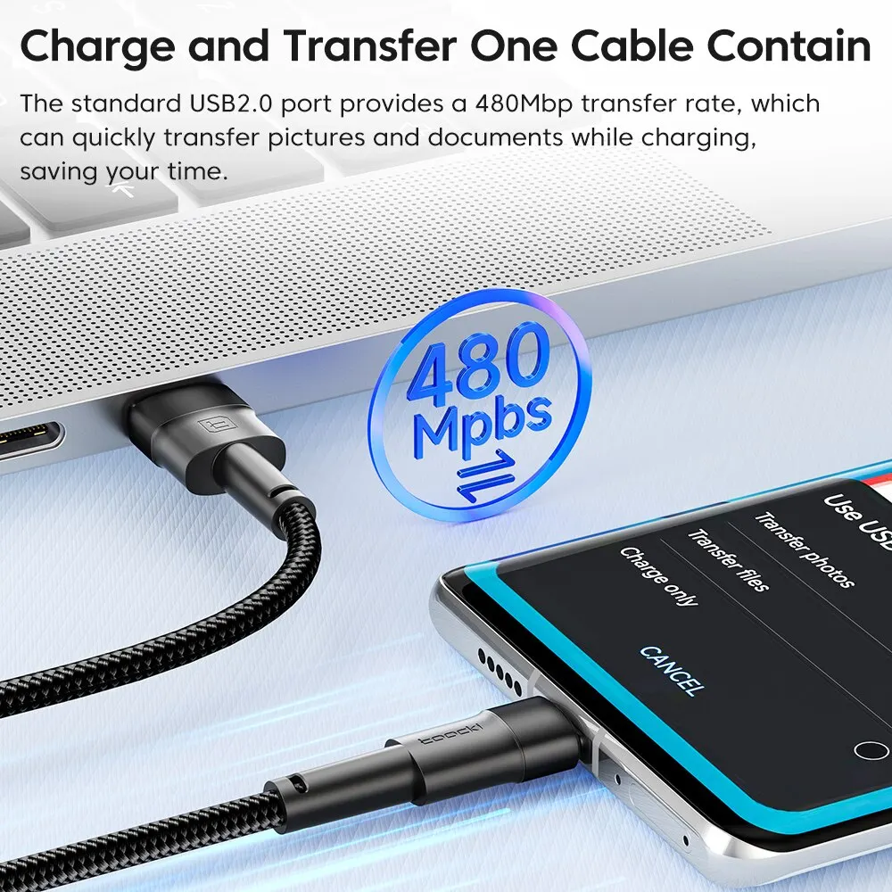 Toocki 2 uds 3A Cable USB tipo C para Realme Xiaomi Samsung Cable de carga rápida cargador USB C Cable de datos para iPad Samsung Poco 1m 2m