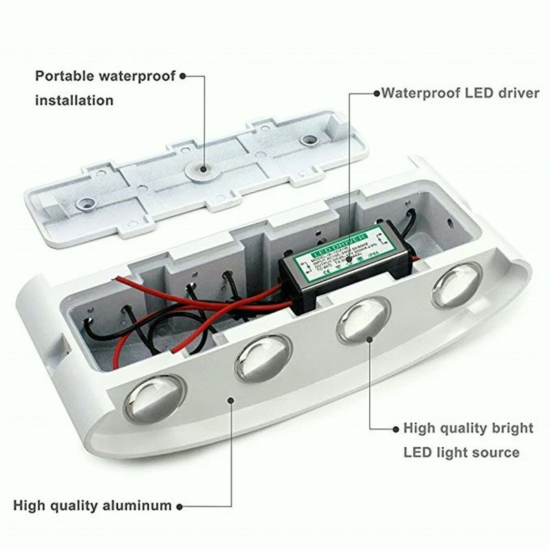 Apliques de Pared LED de 2W/4W/6W/8W/10W, Lámpara de Pared Moderna de Aluminio, Iluminación de Pared Negra con Luz Ascendente y Descendente para Sala de Estar