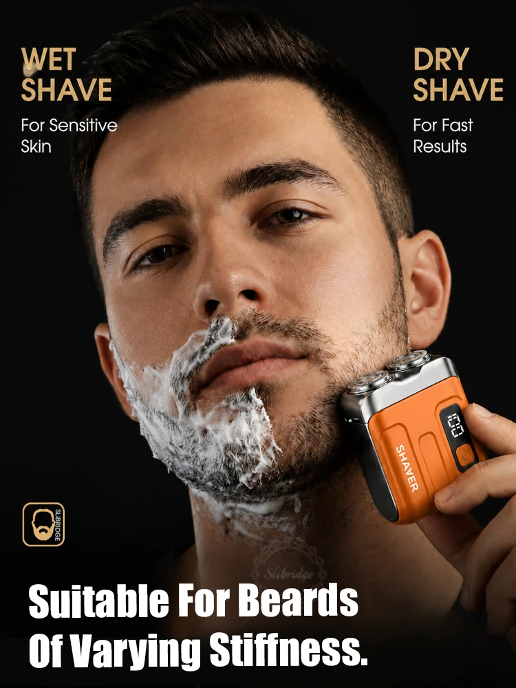 Afeitadora eléctrica para hombre, recargable, impermeable, mini, portátil, para barba, afeitadora en seco/húmedo