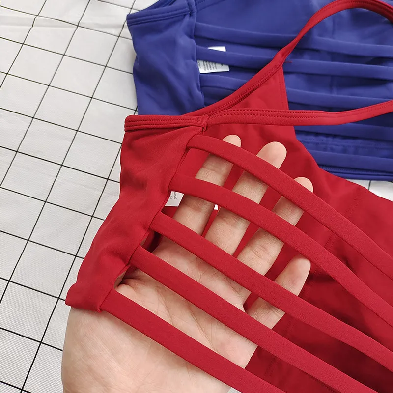 Sujetador deportivo sexy con espalda cruzada y tirantes finos para mujer - Yoga Correr Fitness Gimnasio Entrenamiento Top al aire libre