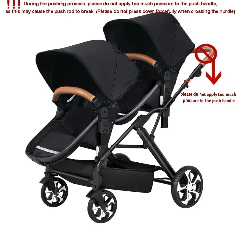 Cochecito doble para bebés 3 en 1 con asiento de coche, mosquitera y cubierta para lluvia, vista alta, plegable, bidireccional, en stock de la UE