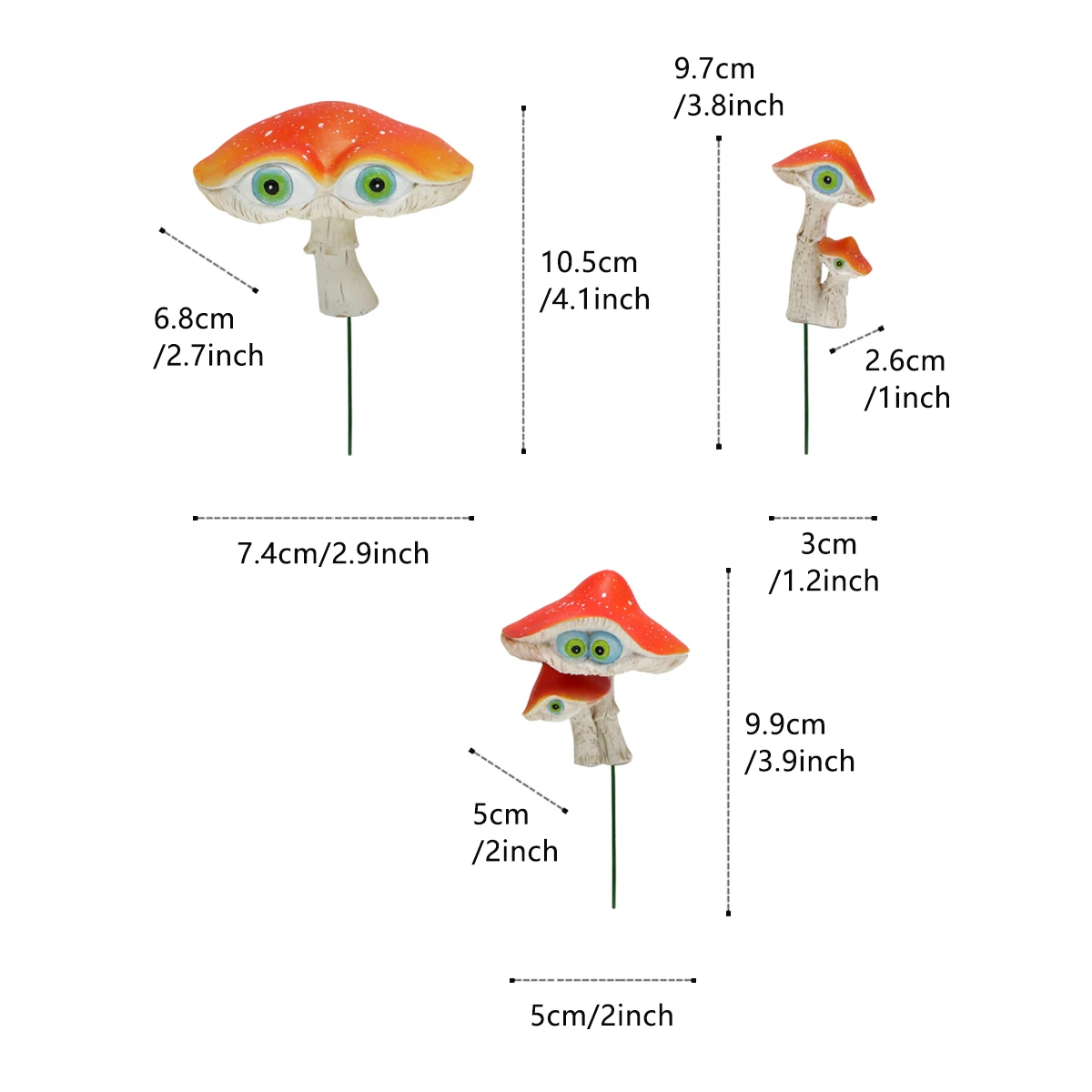 Juego de 3 Piezas de Figuras de Resina con Forma de Hongo, Estatuas Decorativas para Jardín y Césped, Adornos para Macetas y Bonsáis, Cre