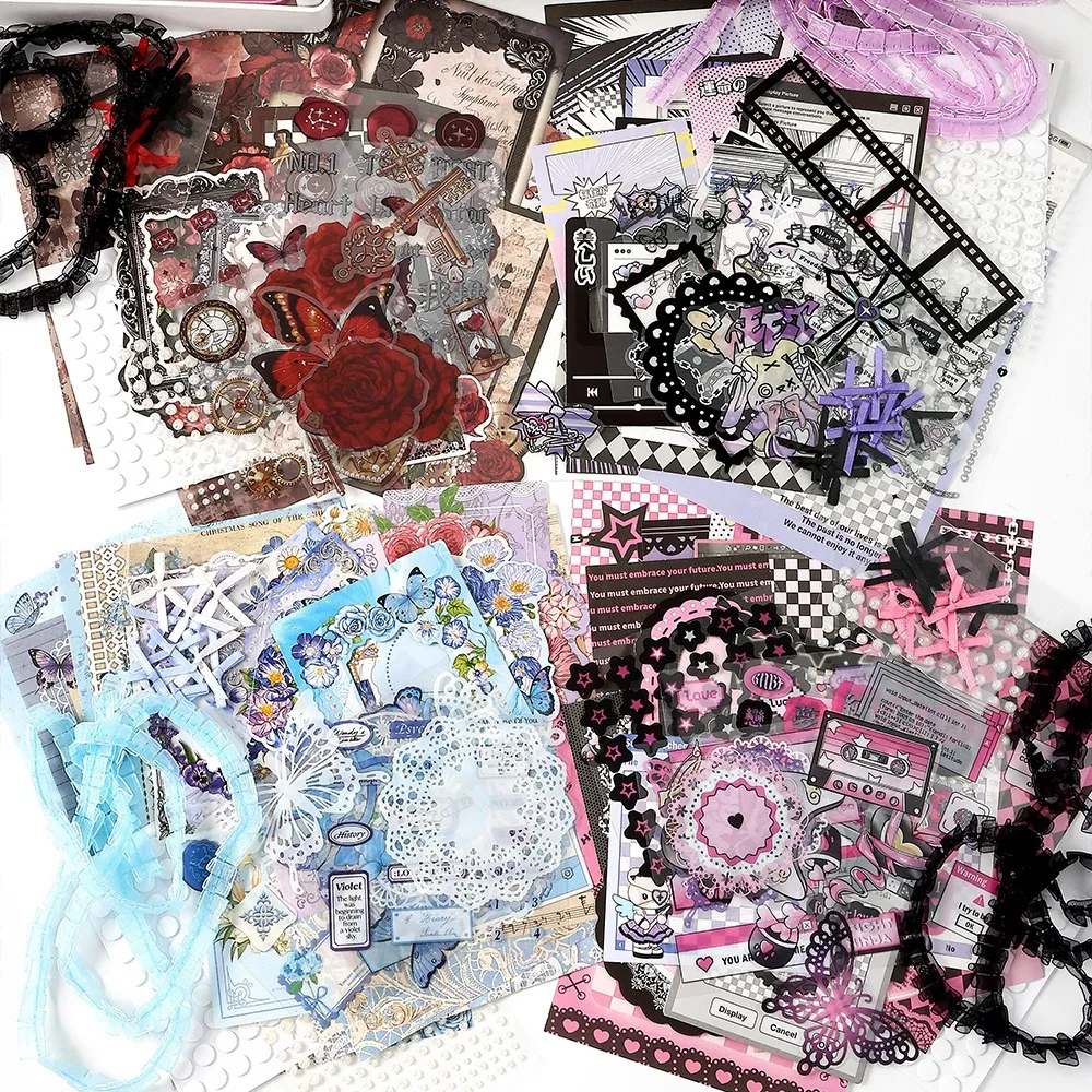 Pegatinas de papel DIY Itabag, Material de inserción, cinta de encaje Retro, decoración Itabag, Material creativo, colorido