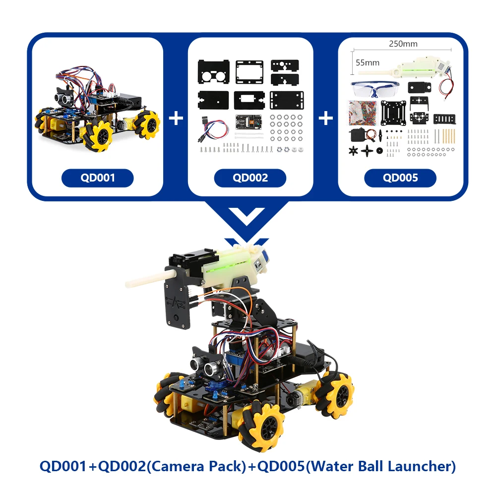 Kit de Coche Robótico Inteligente ACEBOTT ESP32 IoT WiFi con Ruedas Programables, Evitación de Obstáculos, Seguimiento y Codificación Scratch para Arduino