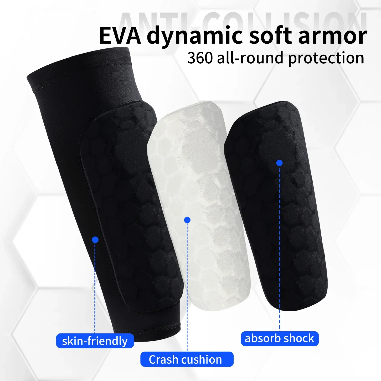 Protectores de Espinilleras para Fútbol Infantil, Ligeros, de EVA con Diseño de Panal de Abeja, Anticolisión, con Silicona Antideslizante