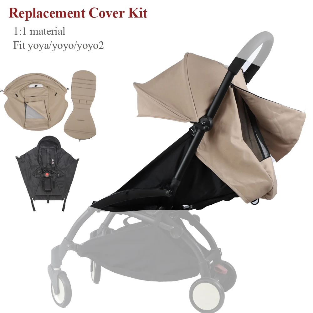 Funda de dosel ajustable de 175 ° para cochecito, accesorios a prueba de agua para Babyzen Yoyo Yoya Pram, parasol, colchón de asiento, 3 unidades por juego