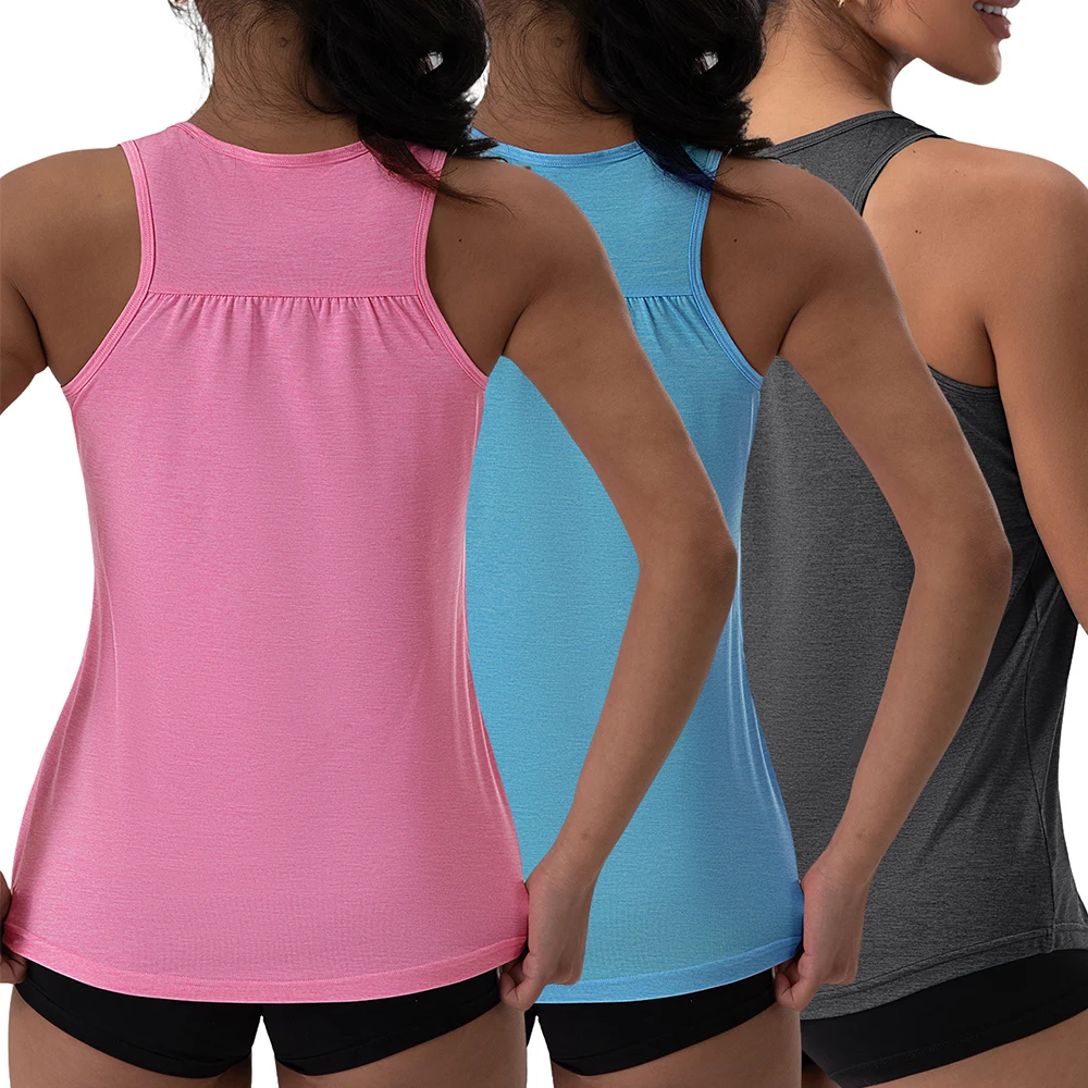 Top de Yoga plisado sin mangas con cuello en V para mujer, Top deportivo holgado, camisas elásticas de Color sólido, chalecos de ejercicio para correr, ropa de gimnasio