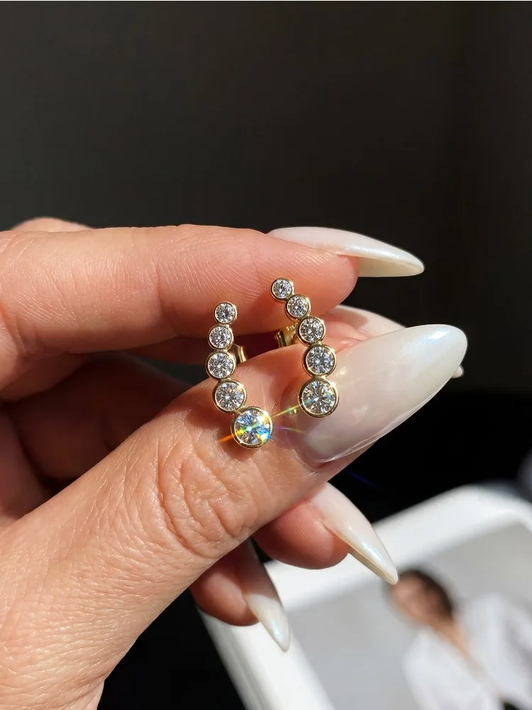 Pendientes brillantes con diamantes de moissanita reales de 0,86 quilates para mujer, de plata de ley 925, regalo, joyería fina para citas