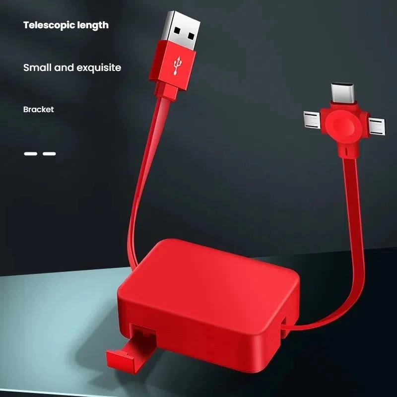 Soporte de Cable 4 en 1 para iPhone 14 Samsung Galaxy S25 Xiaomi Redmi Note 14 vivo Y29 4G Coolpad C16s OnePlus 13R cargador de carga
