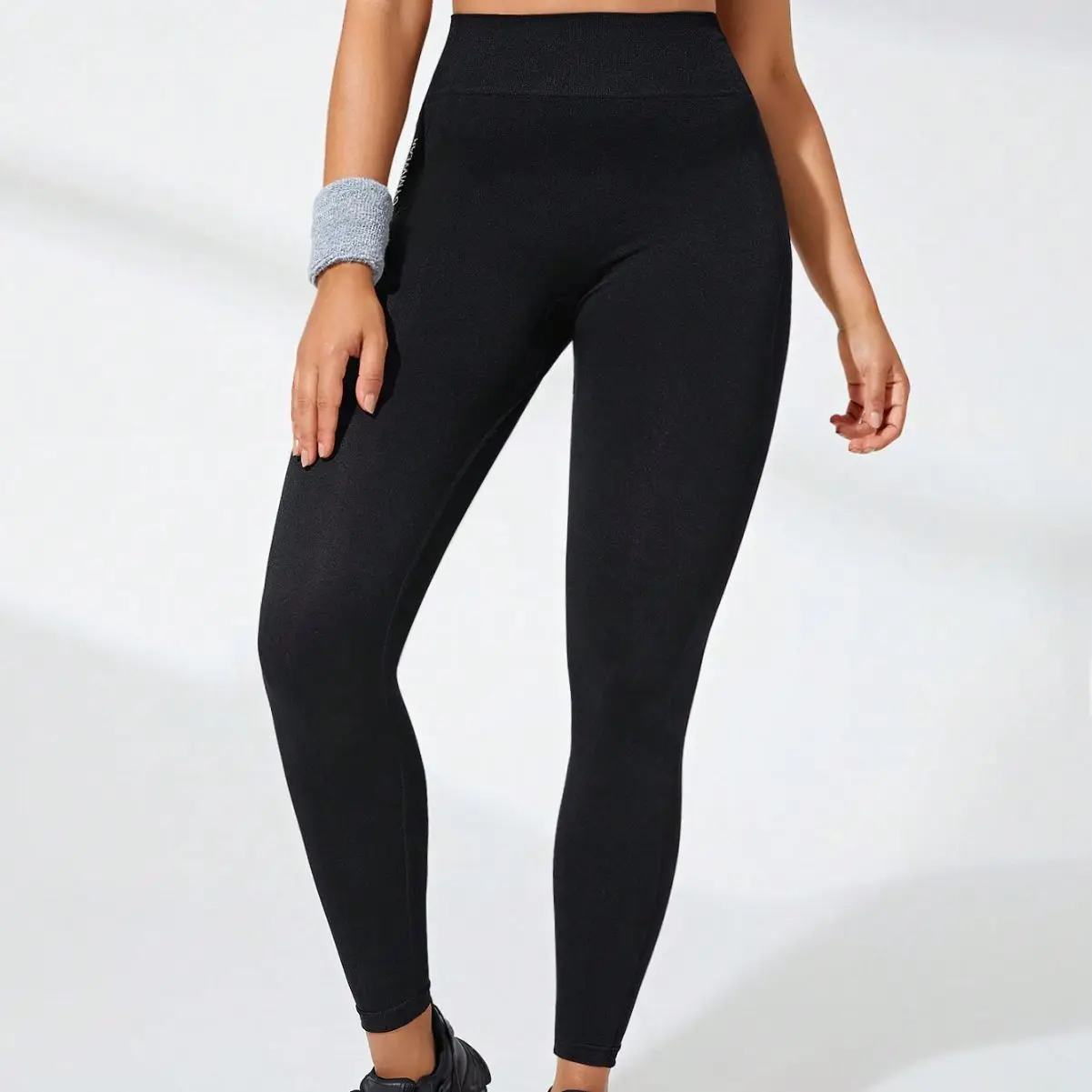 Leggings para mujer de cintura alta suave control de barriga adelgazante pantalones de yoga negros entrenamiento correr