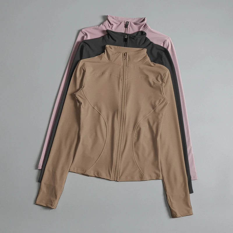 Camiseta de Yoga con cremallera para mujer, chaqueta deportiva de manga larga, Top de gimnasio, ropa deportiva, abrigos para correr, ropa de entrenamiento para mujer