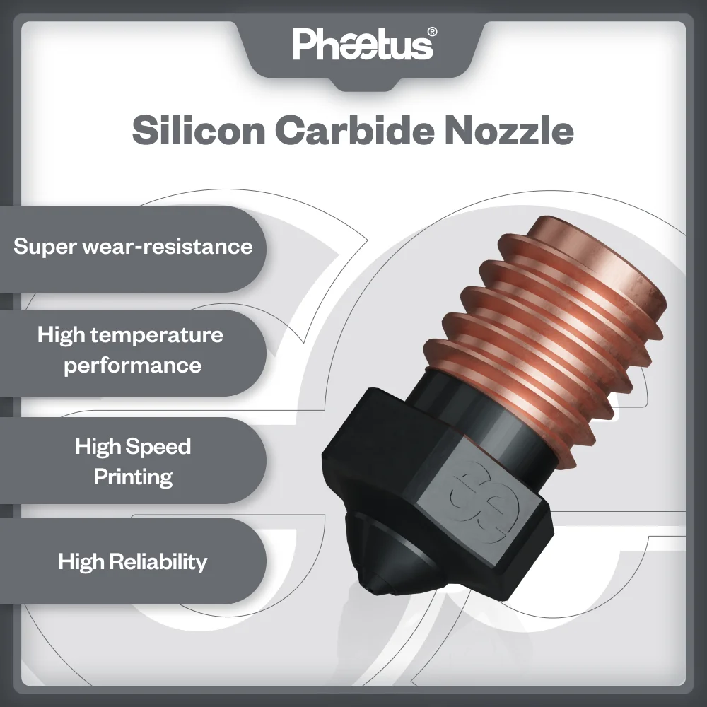 Boquilla de Carburo de Silicio Phaetus V6, Duradera, Reduce la Adherencia, para Accesorios de Impresora 3D, Boquillas M6 Prusa Voron VzBoT Hotend
