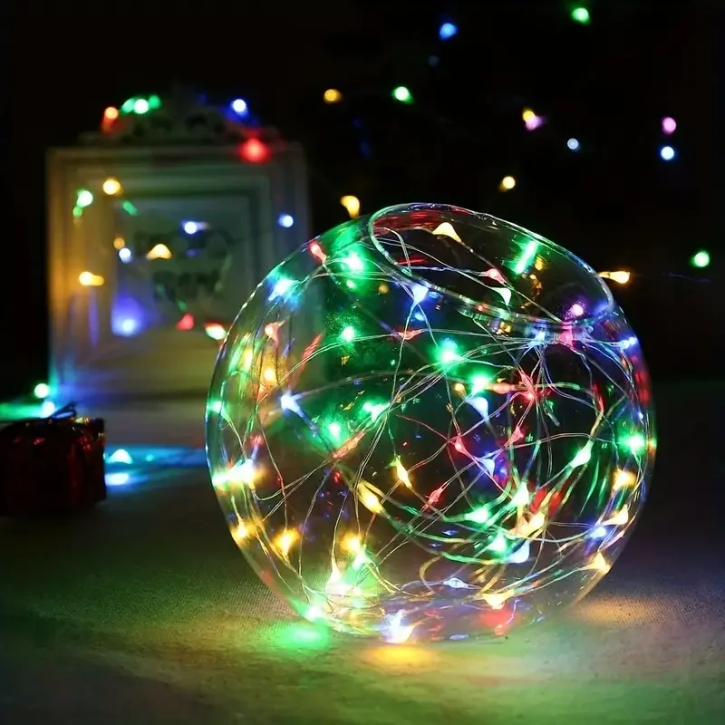 Guirnalda de luces LED con batería, 10 Uds., resistente al agua, alambre plateado, luz de luna para bricolaje, fiesta de boda, dormitorio, decoración de pasteles