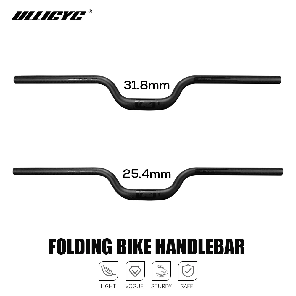 Manillar de bicicleta plegable ultraligero ULLICYC, manillar BMX, manillar para niños, aumento de 25,4mm/31,8mm, carbono 3K mate