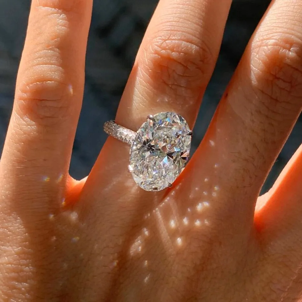 GXTRS-Anillo de moissanita de lujo de 8 quilates con corte ovalado, plata S925 para mujer, banda de boda de diamante de laboratorio brillante, certificado de joyería fina