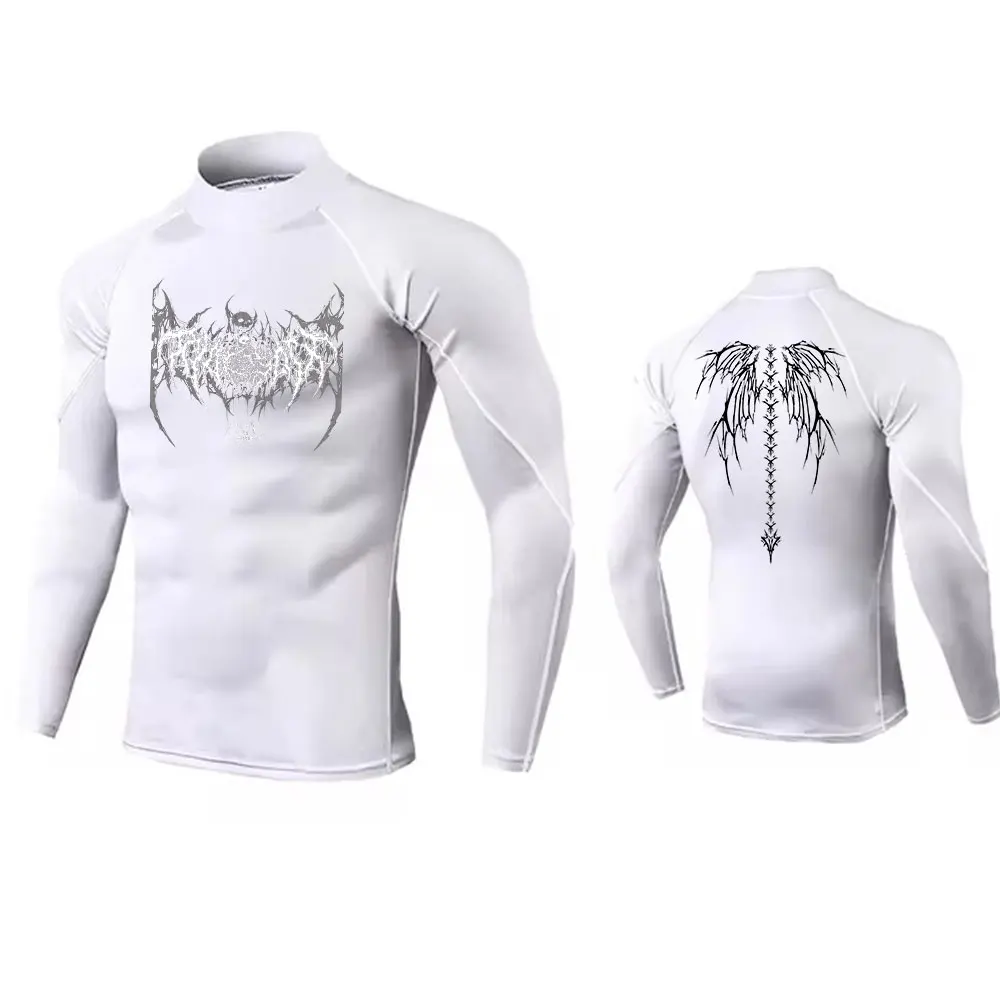 Camisa de compresión de cuello alto Y2K para hombre, gimnasio rápido, Fitness, protector de erupción seco, cuello alto, camisetas de culturismo atléticas musculares de verano