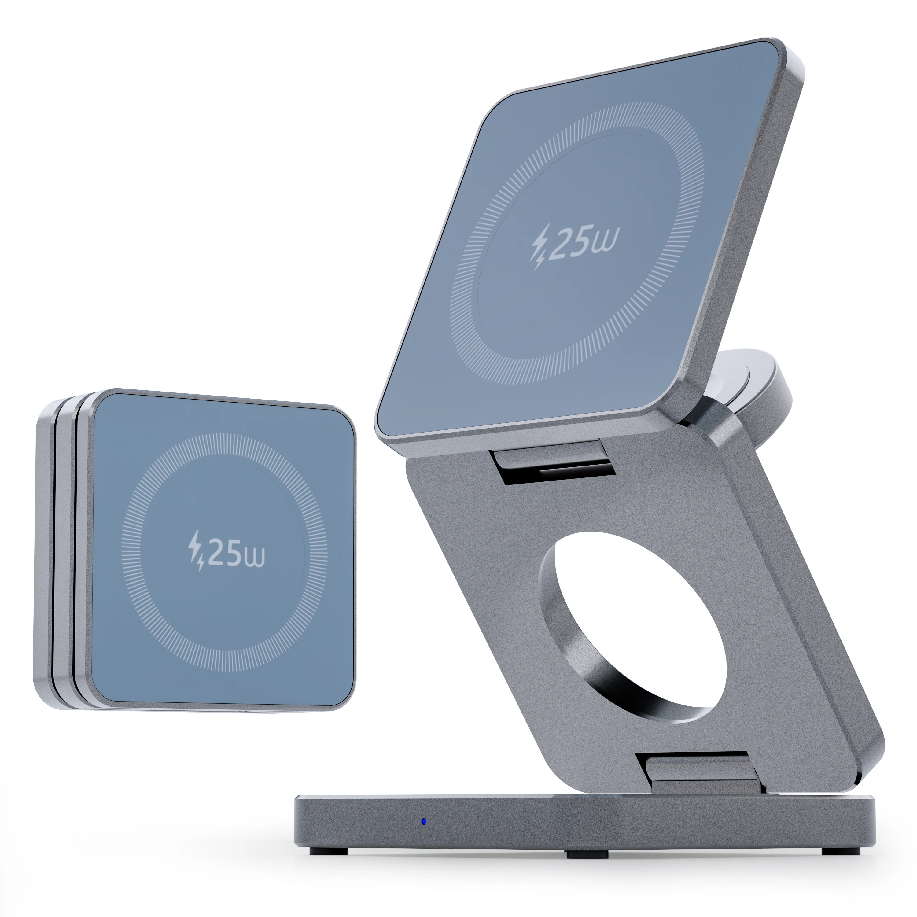 Estación de carga inalámbrica magnética plegable Qi1/Qi2.2 3 en 1 para iPhone serie 12 ~ 17 AirPods iWatch cargador de viaje portátil