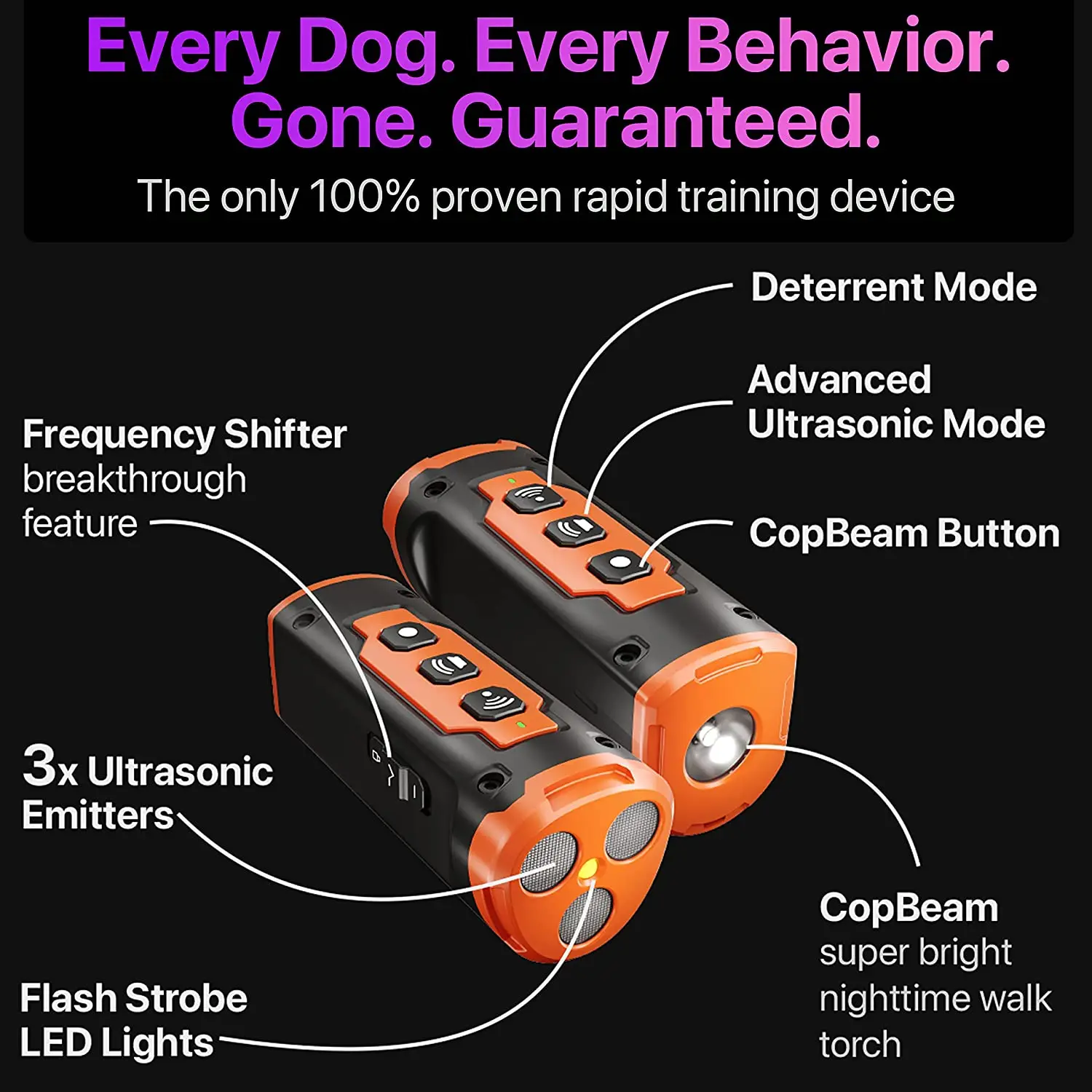 Repelente ultrasónico para perros dispositivo de entrenamiento antiladridos recargable con linterna LED 2023