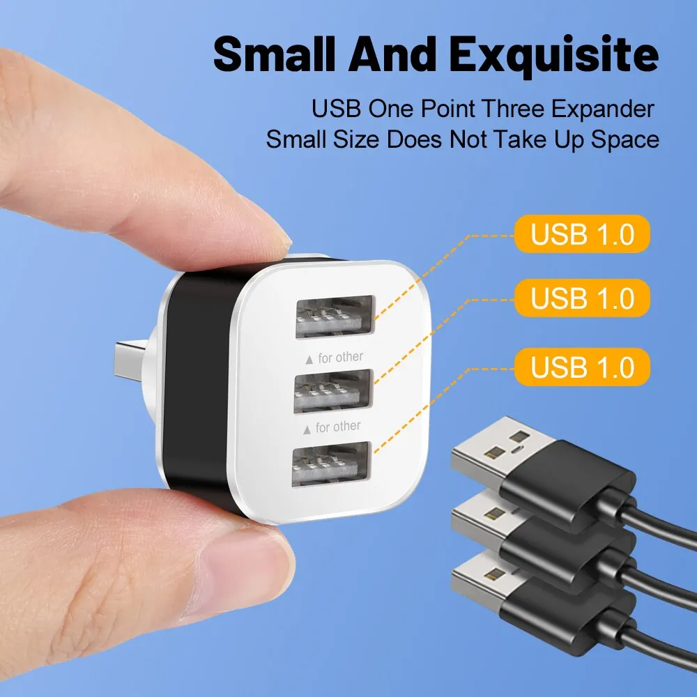 3 Puerto USB Ranuras Adaptador USB 3 en 1 2,0 Multple USB Interfaz Extensor Auto Electronics Accesorios