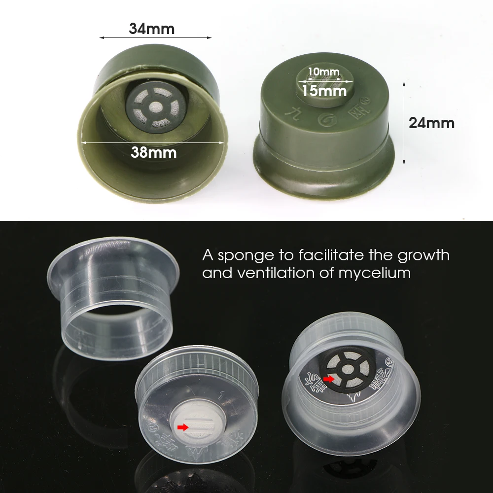 Bolsa de cultivo de setas, cubierta de filtro sellable, tapa de anillo de bloqueo de doble manga para herramienta de bolsa de plantación de cultura Agaric Spawn, 20/50 Uds.