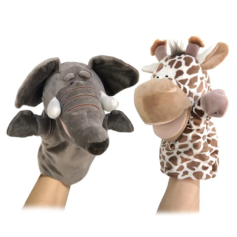 Juguete de Peluche Suave, Muñeco de Peluche Educativo para Bebés, León, Elefante, Mono, Jirafa, Tigre, Conejo, Marioneta de Mano Kawaii