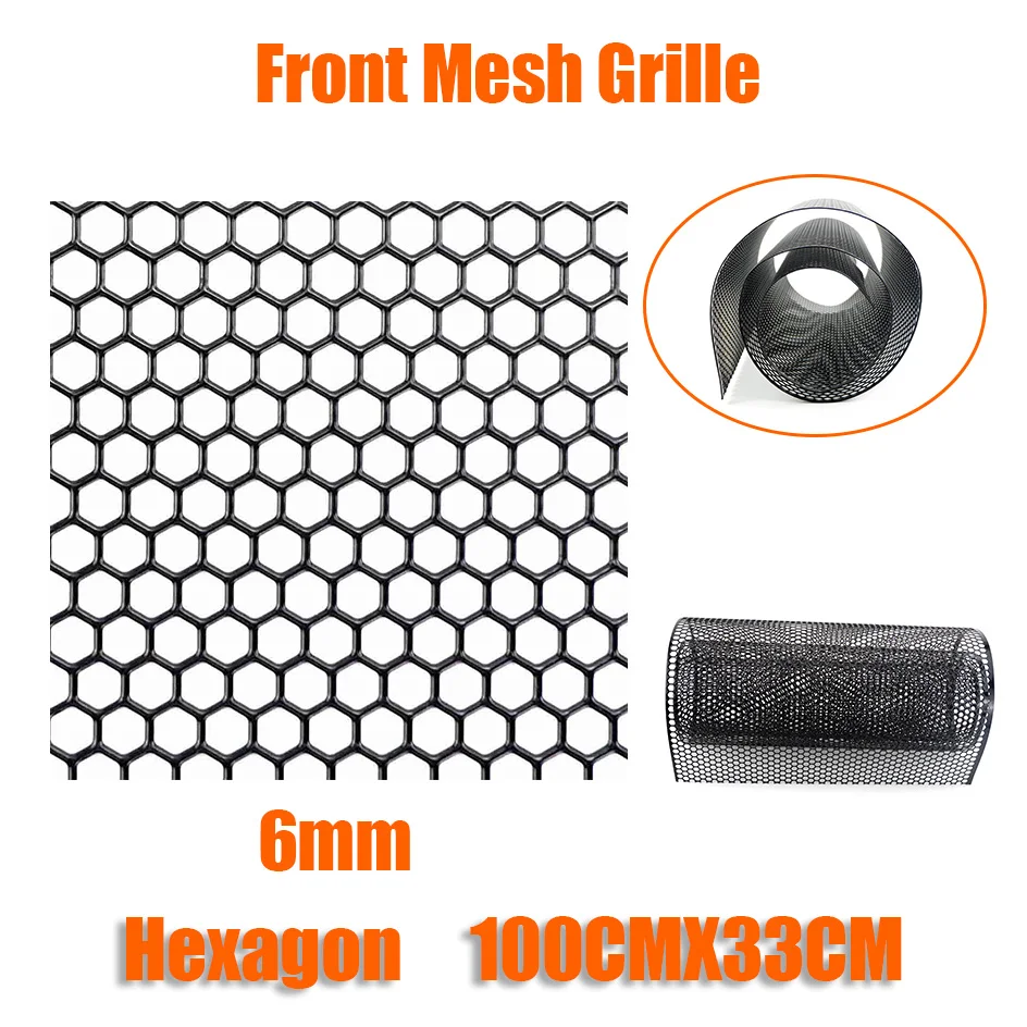 Rejilla de aluminio de 100cm x 33cm, cubierta de rejilla de malla para parachoques de coche, guardabarros, rejilla de ventilación, rejilla de ventilación, agujero hexagonal de 6mm, bricolaje