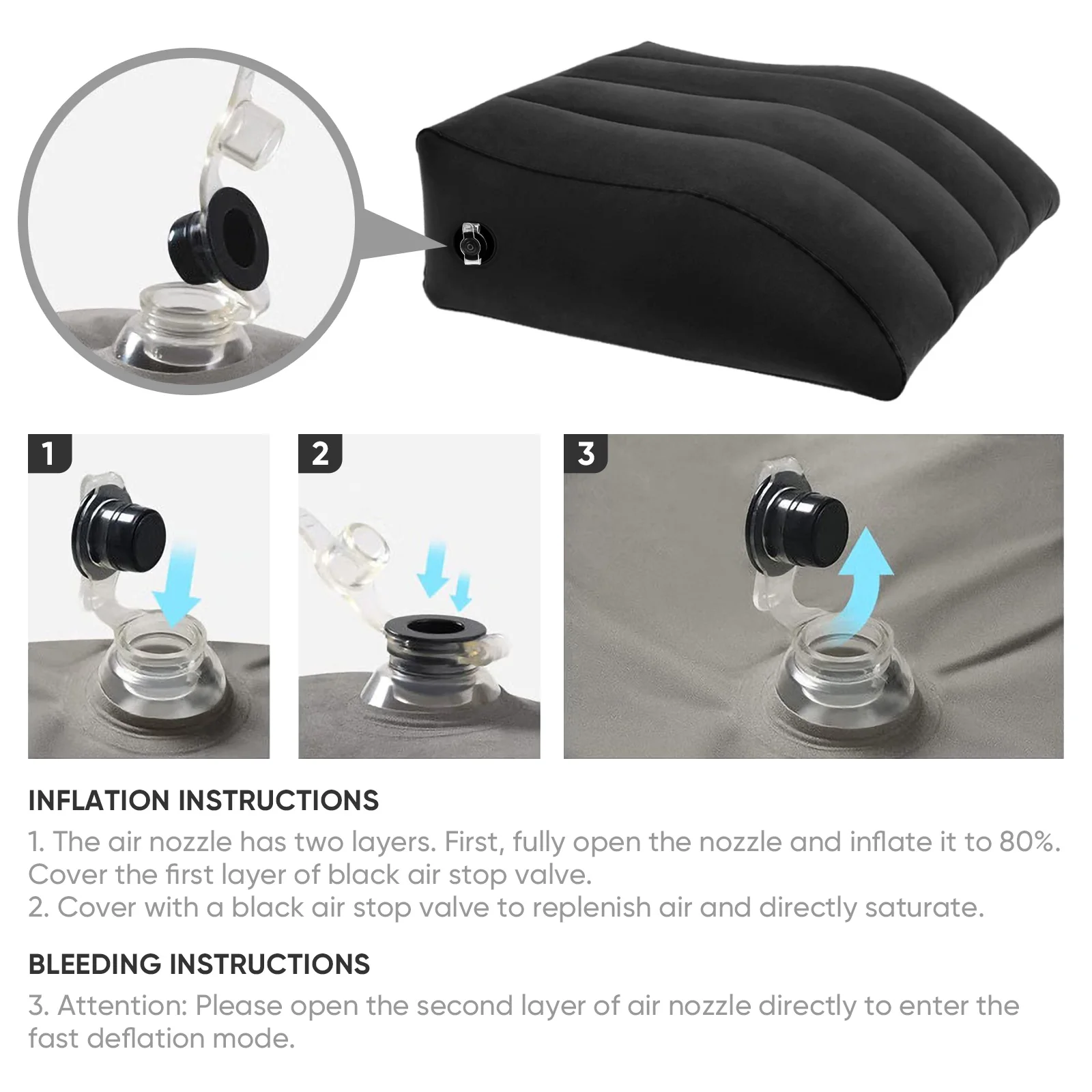 Almohadas para elevar piernas, almohadas inflables para hinchazón, almohada de cuña portátil para mejorar la circulación y reducir la hinchazón