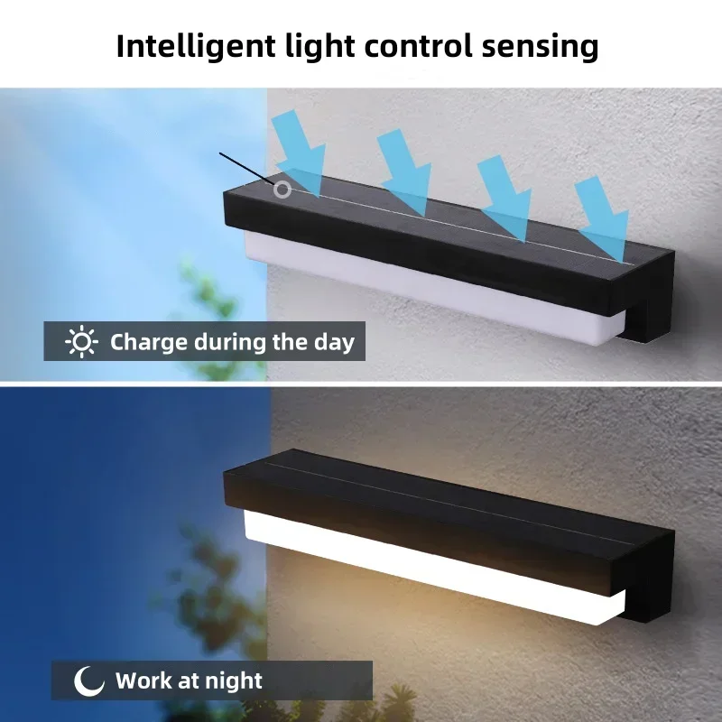 Luces LED solares para exteriores, decoración impermeable para jardín, balcón, lámpara alimentada por energía Solar, porche, escaleras, ahorro de energía, luz de pared de tres colores