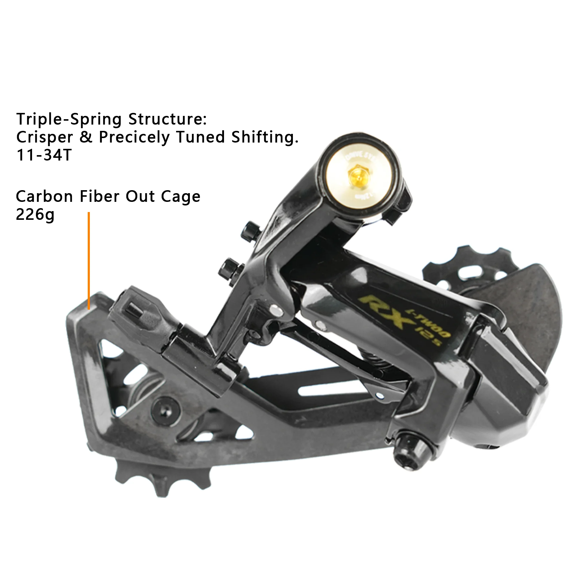 Grupo de Cambio LTWOO RX 2x12 Velocidades, 24s para Carretera, 4 Piezas, Palanca de Cambios de Fibra de Carbono + Desviador Trasero de Fibra de Carbono + Desviador Delantero