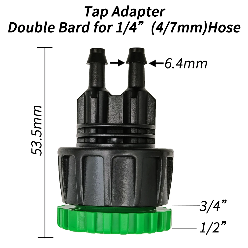 WUJIE 3X adaptador de grifo de jardín conectores de manguera divisores hembra 1/2 "3/4" a 4/7mm 8/11mm 16mm accesorio de tubería de riego por goteo