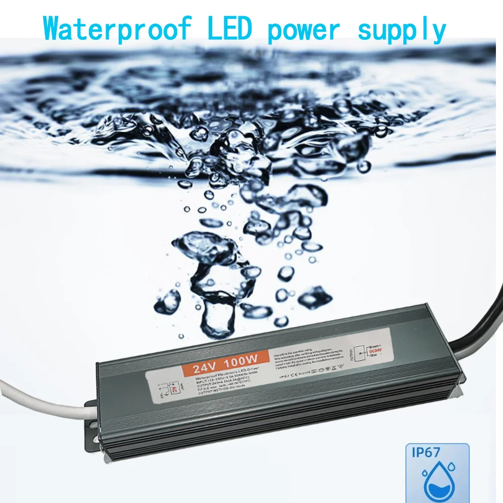 Fuente de alimentación impermeable para exteriores, transformador de iluminación IP67, AC110V~220V a DC 12V 24V, controlador LED de 10W 20W 50W 100W 400W, adaptador