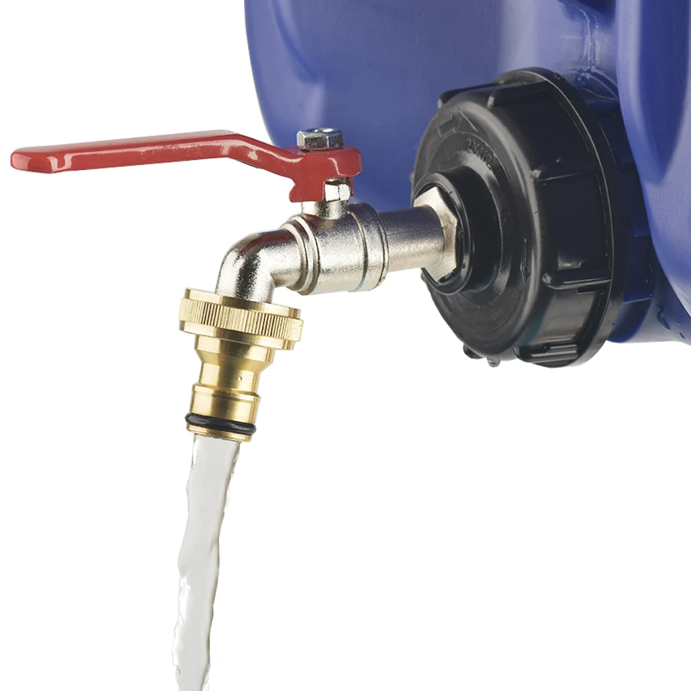 Adaptador de grifo de tanque IBC de rosca S60X6, boquilla, manguera de jardín de 1/2 vías, grifo de conexión rápida, accesorio de válvula de tanque de latón/aleación