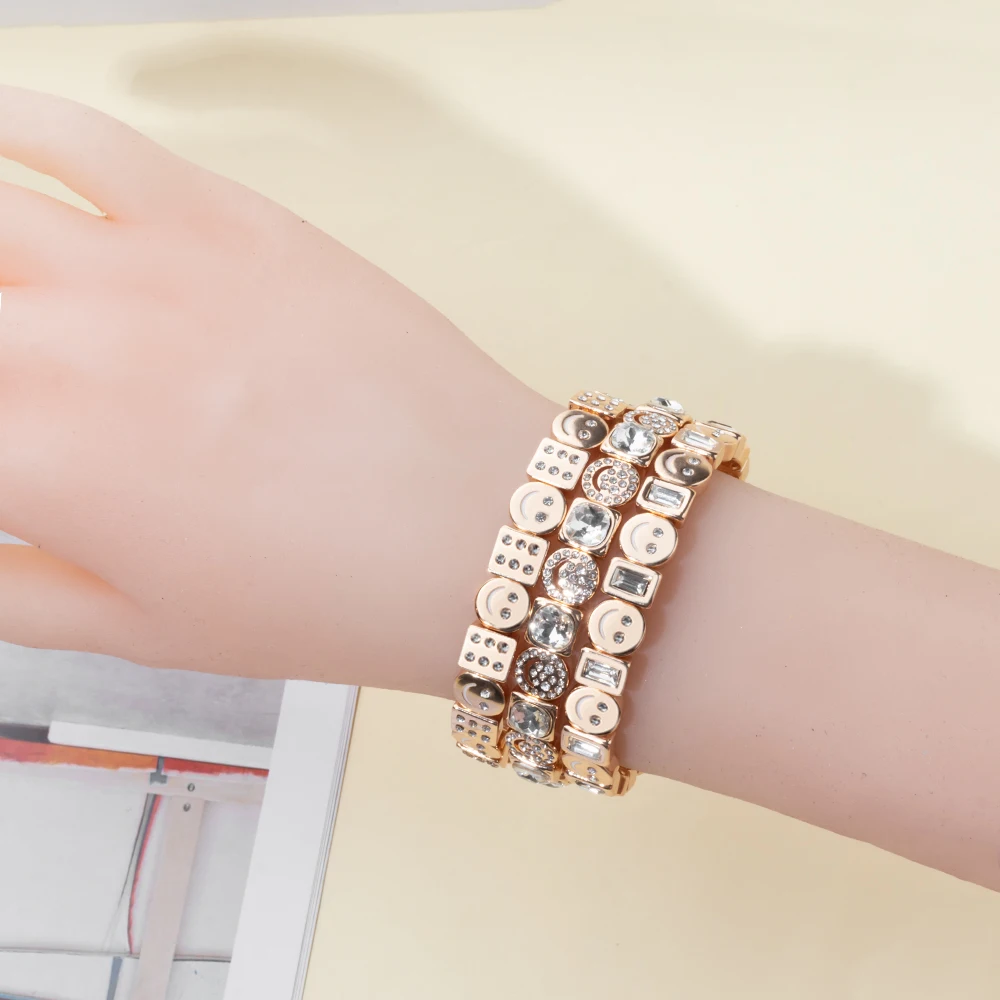 2024 nuevo brazalete feliz de diamantes de imitación para mujer accesorio de mano de diamante