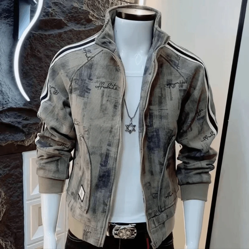 Chaqueta de marca de moda para hombre, nuevo patrón Retro, chaqueta informal de manga larga, nicho atractivo