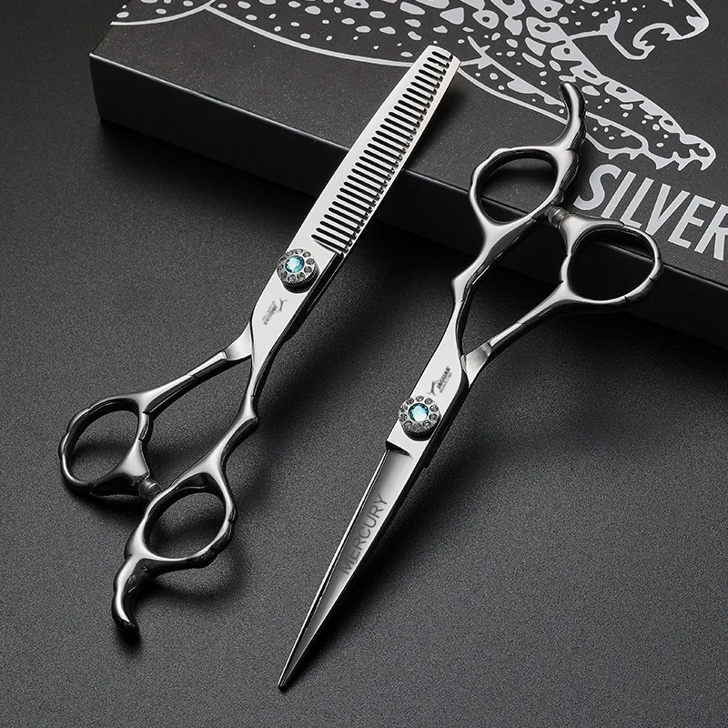 Tijeras de Peluquería para Cortar y Entresacar Cabello, Tijeras de Barbero de 6 Pulgadas, Herramientas de Peluquería, Tijeras Profesionales de Alta Calidad