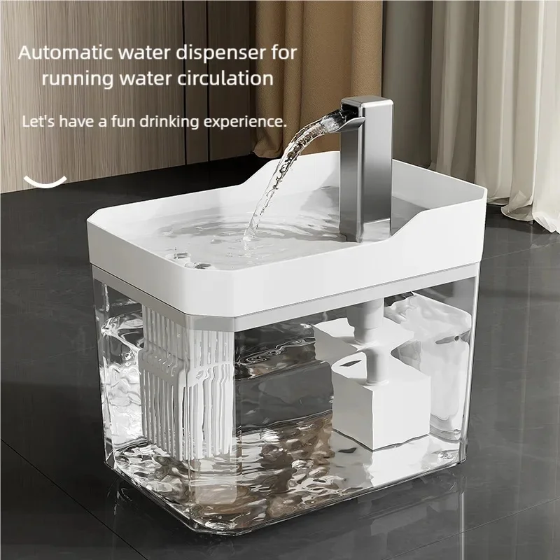 Bebedero para Gatos con Filtro Automático, Dispensador de Agua Transparente con Bomba, Recirculación y Protección Contra Quemaduras en Seco, USB