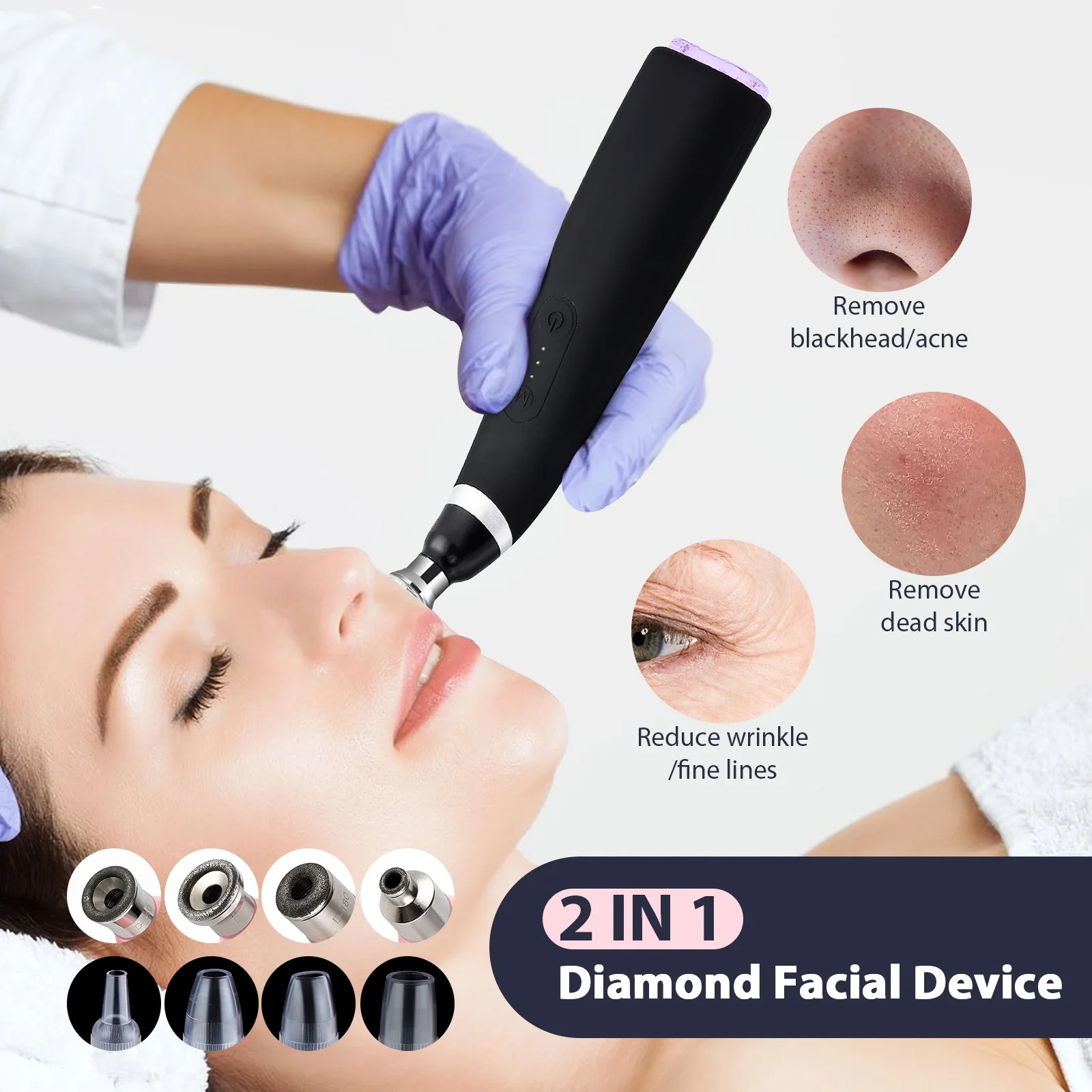 Foreverlily-máquina de pelado de diamante portátil, dispositivo de limpieza Facial de microdermoabrasión, exfoliación, eliminador de espinillas al vacío