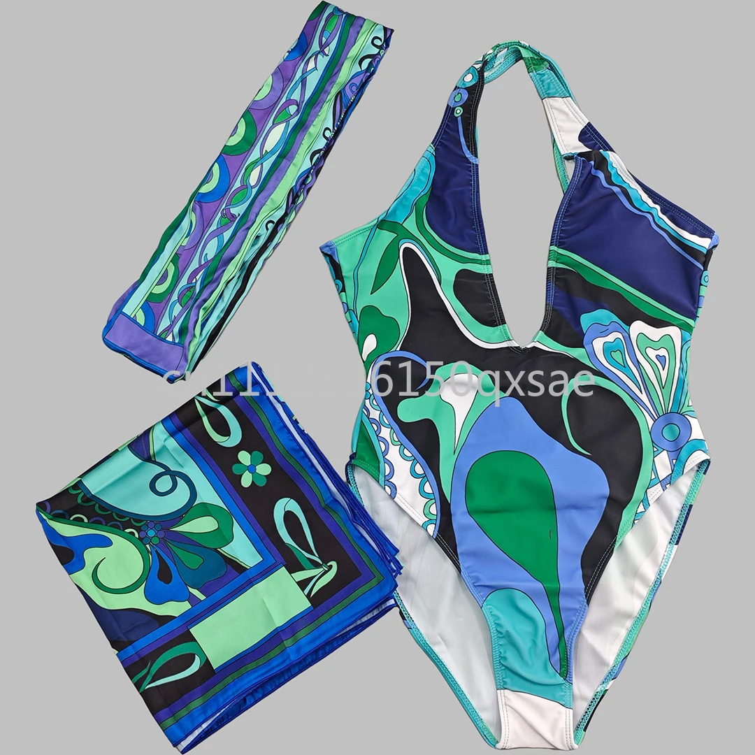 Trajes de Baño Clásicos para Mujer con Diadema y Pañuelo, con Logotipo de Letras, Conjuntos de Bikini Sexys, Ropa de Playa