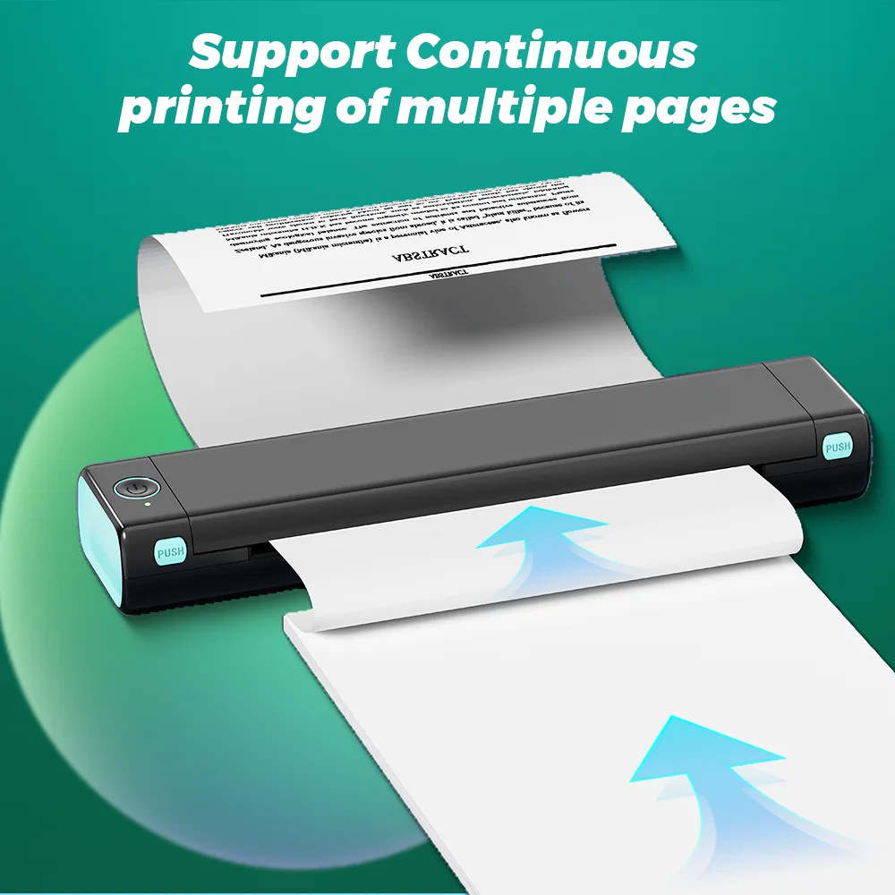 Papel de impresora térmica Phomemo A4, papel de carta continuo de secado rápido, adecuado para impresora portátil M832/M833/M834/M835, 2 rollos