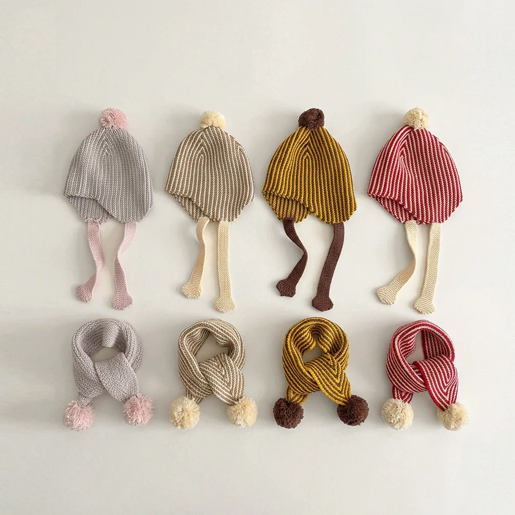 MILANCEL Conjunto de Gorro y Bufanda para Niños de 2 a 6 Años, Bufandas Cálidas de Invierno para Niños, Conjunto de Gorro y Calentador de Cuello para Bebés, Gorro Tejido para Niñas