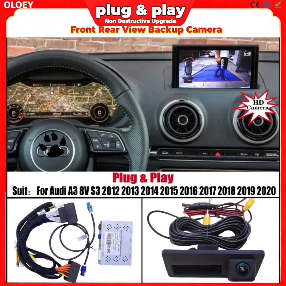 Kit de Cámara de Reversa HD Especial para Audi A3 8V S3 8P 2012 2013 ~ 2019 2020, Accesorios de Pantalla de Fábrica OEM, Cámara de Visión Delantera y Trasera