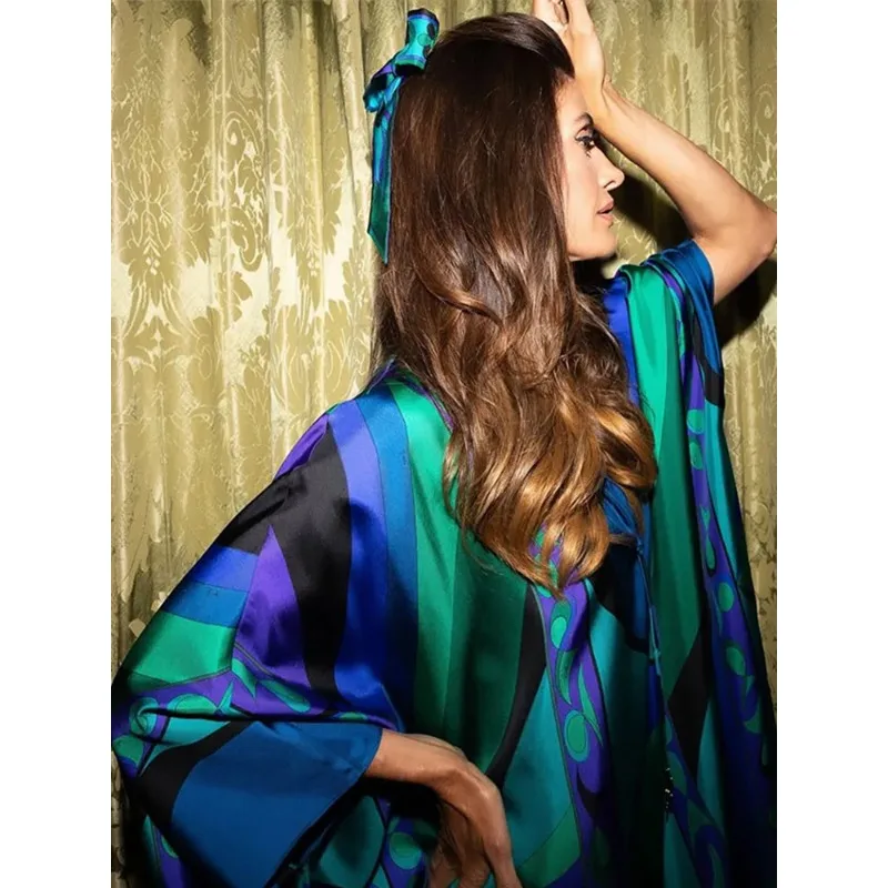 Vestido Largo Bohemio con Estampado Floral para Mujer, Cuello en V, Manga Media, Estilo Oversize, Maxi Vestido Elegante para Vacaciones 2026