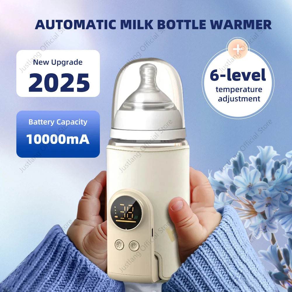Calentador de biberones JUSTLANG de 10000mAh, calentador de leche materna multifunción de 5 niveles de calor, Control preciso de temperatura, calor de biberón