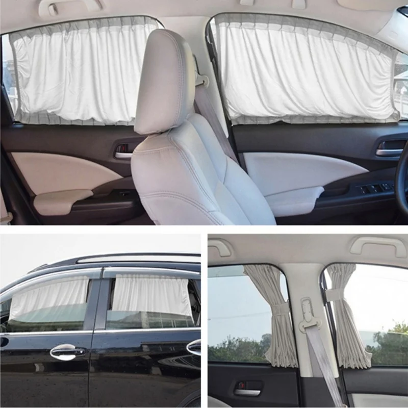 Parasol para coche, cortina para ventana lateral, accesorios de protección Uv plegables para coche, tela pura negra, 50cm, 2 uds.