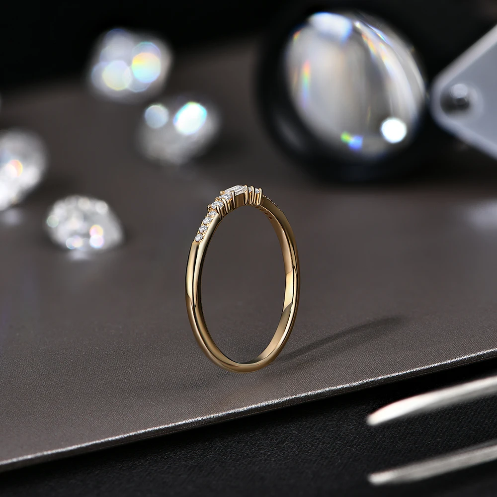 ATTAGEMS, excelente corte, camiseta nueva, anillo de moissanita de Color D de calidad para mujer, Plata de Ley 925 sólida, 10k, 14k, oro blanco de 18k para niñas